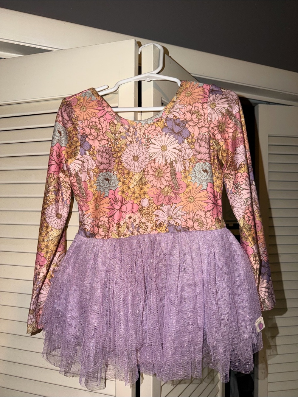 Cheeky Plum | floral/lavender skirted leotard, size 4t